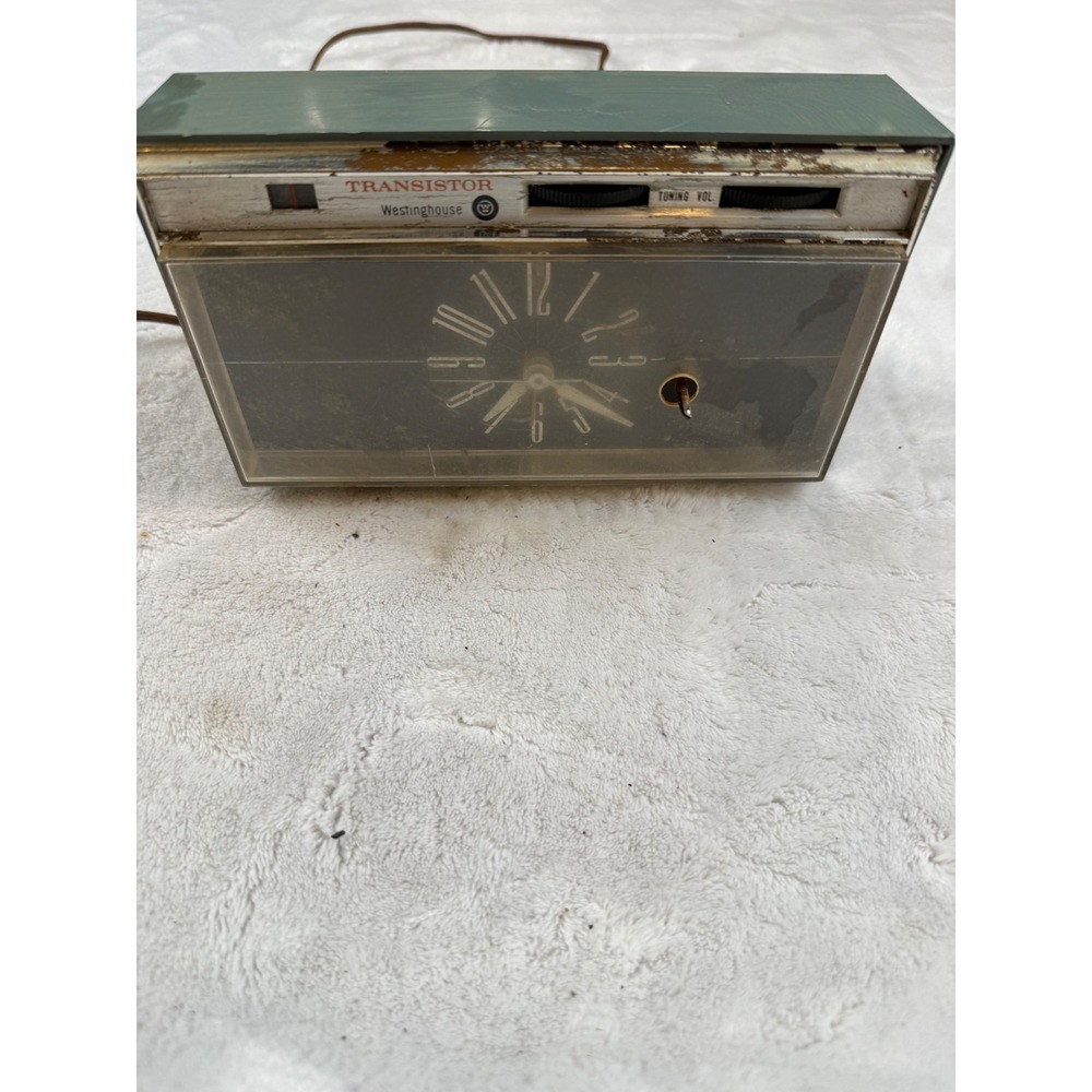 Vintage Westinghouse Transistor Clock Radio Mid Century Teal Blue - Parts Only